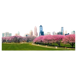 Philadelphia Skyline With Cherry Blossoms PNG Bjf