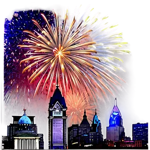 Philadelphia Skyline With Fireworks PNG 06252024