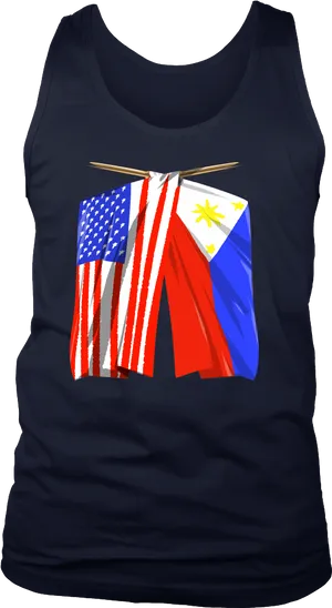 Philippineand American Flagson Shirt PNG image
