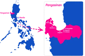Philippines Map Highlighting Pangasinan PNG image