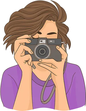 Photographerin Action_ Vector Illustration PNG
