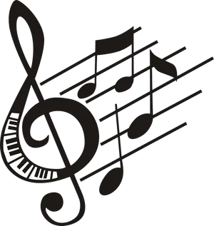 Piano Keyboard Treble Clef Music Notes PNG image