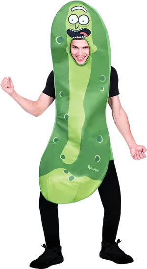 Pickle Rick Costume Man Smiling PNG image