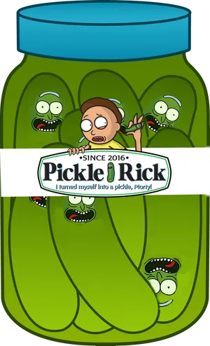 Pickle Rick In Jar Graphic PNG image