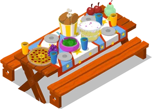 Picnic Table Clipartwith Food PNG