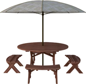 Picnic Table With Umbrella PNG image