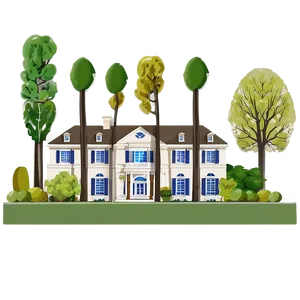 Picturesque Mansion Landscape PNG 05242024