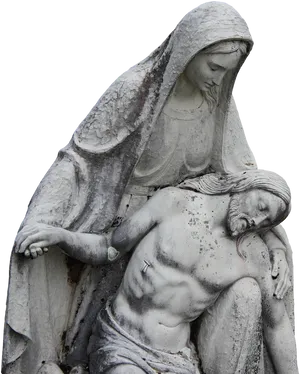 Pieta Statue Monochrome PNG image