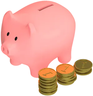 Piggy Bank And Coins.png PNG image