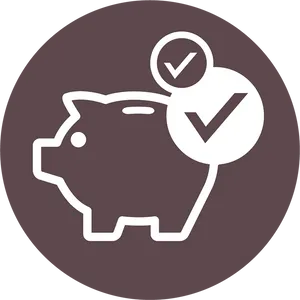 Piggy Bank Approved Savings Concept PNG image