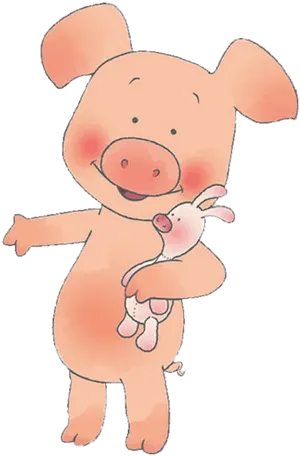 Pigletand Stuffed Bunny PNG image