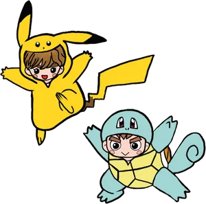Pikachuand Squirtle Cosplay