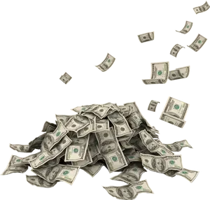 Pileof Cash Falling Dollars Vector PNG