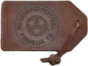 Pilgrimage Festival Luggage Tag Brown Leather PNG image