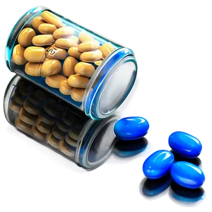 Pill Bottle With Blue Pills PNG 05252024 PNG