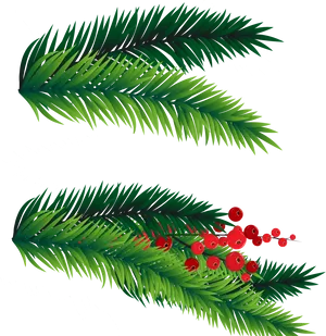 Pine Brancheswith Red Berries