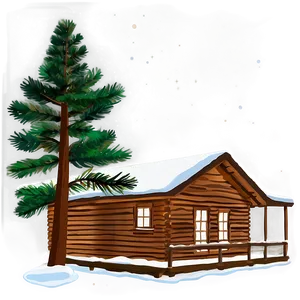 Pine Tree And Cabin Night Scene PNG 06132024 PNG