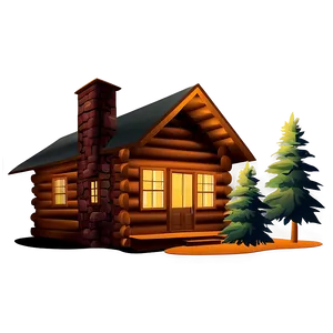 Pine Tree And Cabin Night Scene PNG Eab31 PNG
