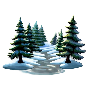 Pine Tree Pathway Scene PNG Qni