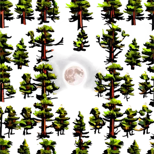 Pine Trees And Moon PNG Wot53 PNG