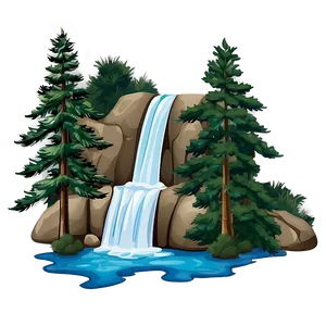 Pine Trees And Waterfall Png Jwq2 PNG image