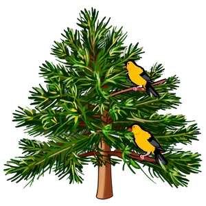 Pine Trees With Birds PNG 05252024 PNG