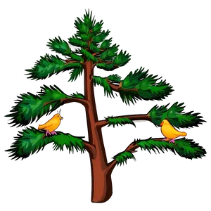Pine Trees With Birds PNG Hlp PNG