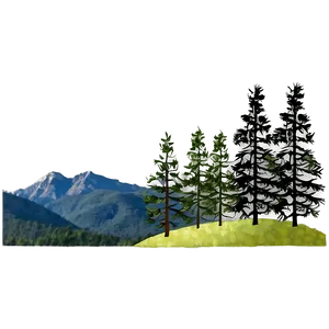 Pine Trees With Mountains Png 56 PNG image