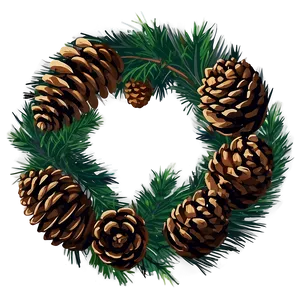 Pinecone And Evergreen Wreath PNG 05242024
