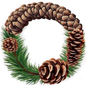 Pinecone And Evergreen Wreath PNG Jfu7