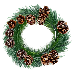 Pinecone And Evergreen Wreath PNG Qrl95