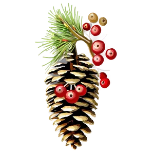 Pinecone With Berries PNG Dfh