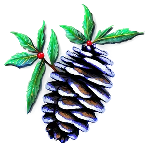 Pinecone With Holly Leaves PNG 96