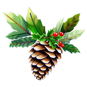 Pinecone With Holly Leaves PNG Jft76 PNG