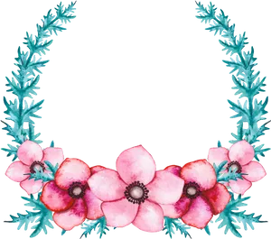 Pink_ Anemone_ Flower_ Wreath PNG