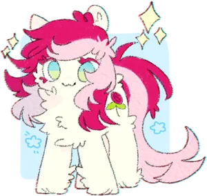 Pink_ Anime_ Style_ Fluffy_ Creature PNG image