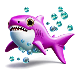 Pink Baby Shark With Bubbles Png 97 PNG image