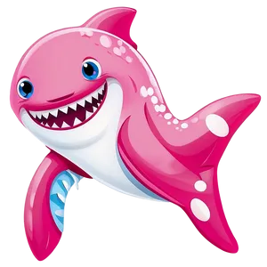 Pink Baby Shark With Stars PNG 6