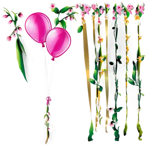 Pink Balloons And Flowers PNG Qhn12 PNG