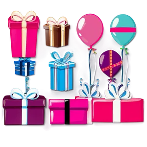 Pink Balloons And Gifts PNG 30