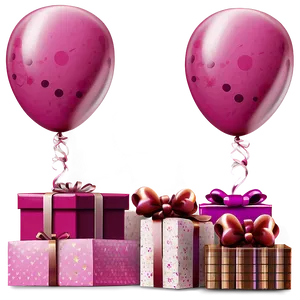 Pink Balloons And Gifts PNG 82