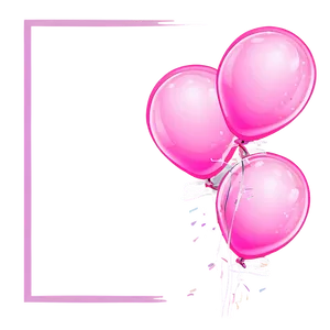 Pink Balloons Border Frame PNG Dhb8