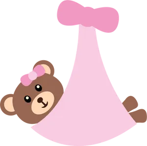 Pink Bear Baby Announcement PNG image