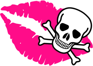 Pink Black Kiss Skull Illusion PNG image