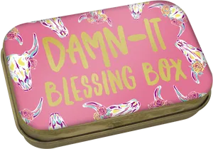 Pink Blessing Boxwith Floral Skull Design