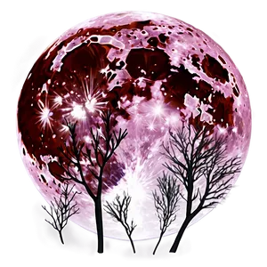 Pink Blood Moon Eerie Scene PNG Olu PNG