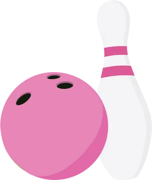 Pink Bowling Balland Pin Illustration PNG image