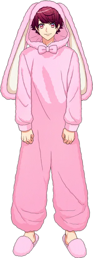 Pink Bunny Onesie Anime Character PNG image