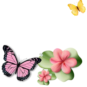 Pink Butterfly Border PNG 10