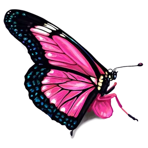 Pink Butterfly Realistic Artwork PNG Bej